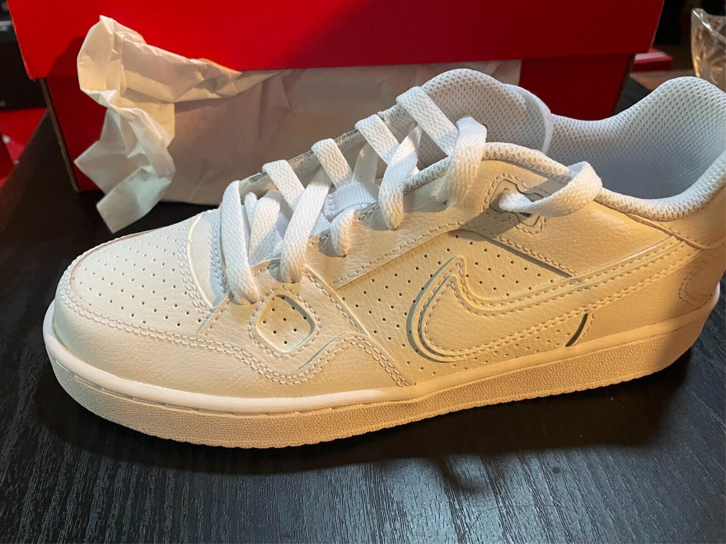 Size 6.5 (GS) - Nike Son of Force Low Triple White